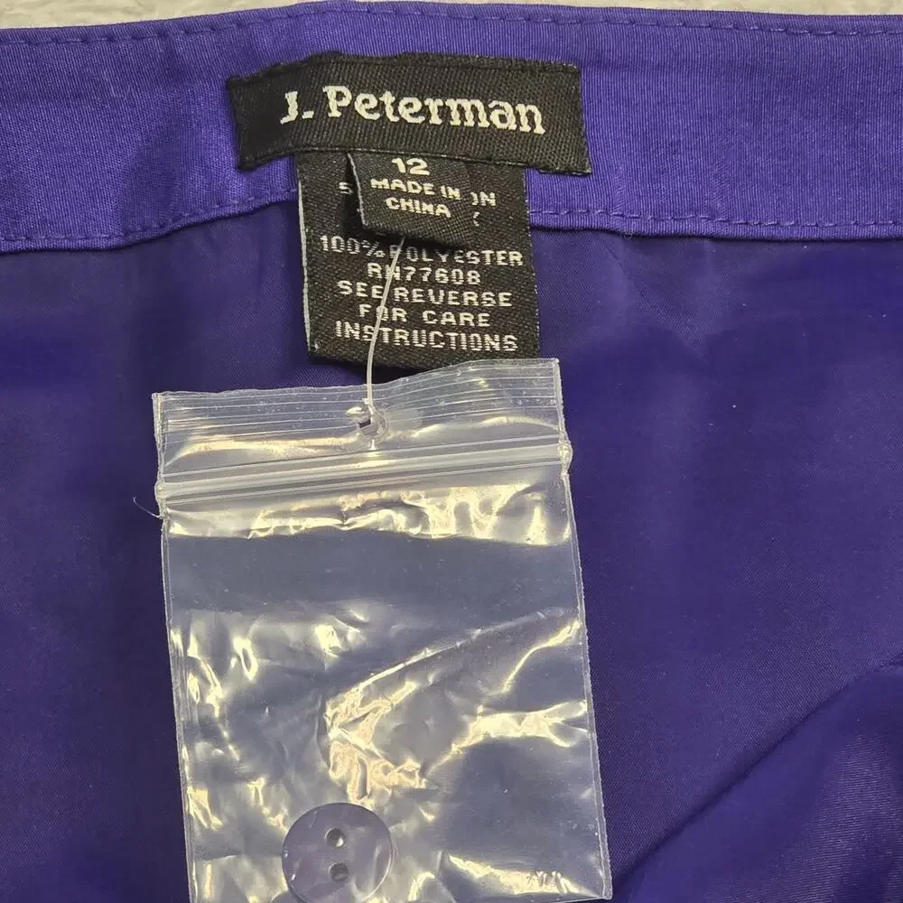 J. Peterman Mini Skirt Women 12 Purple Silk Pleated Hem Luxury Old Money Preppy